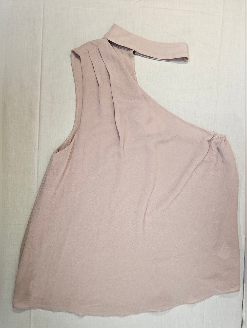 Naked Zebra Sleeveless One-Shoulder Taupe Blouse
